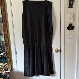 Elegant Black Faux Leather Mermaid Long Skirt 2x